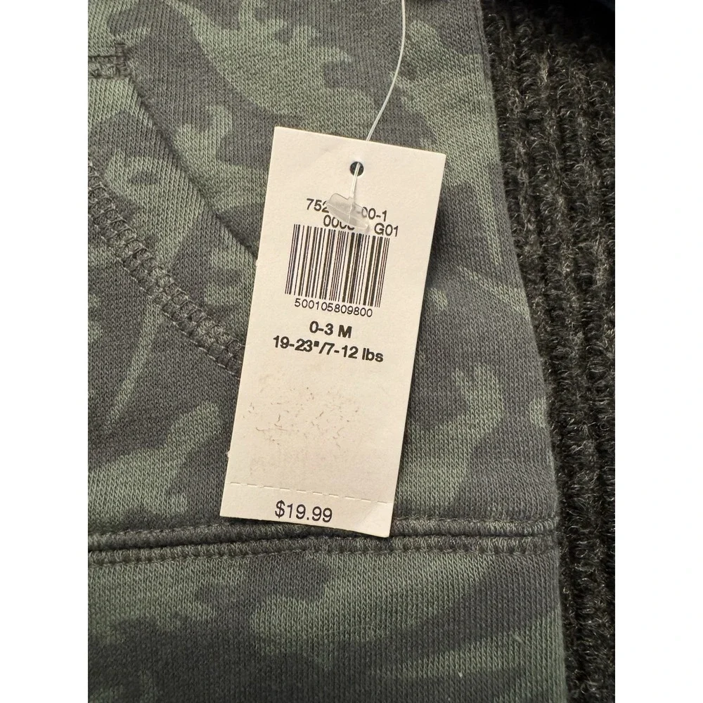 Old Navy 0-3 Months Camo DinosaurFront Zip Sweat Shirt And Pants Set NEW W/ Tags